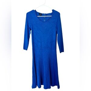 Talbots MP Blue Pleated Knit Sweater Dress Size S